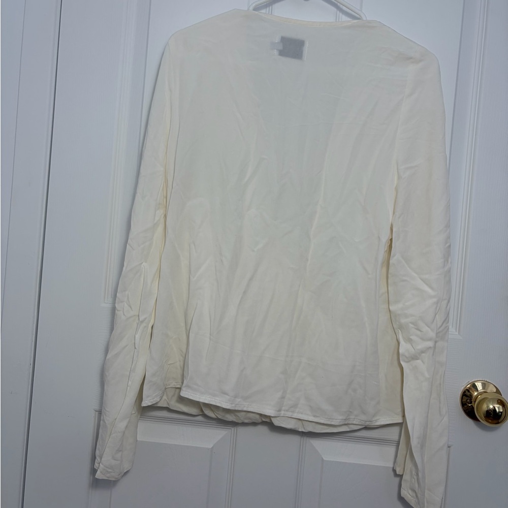 Essentials Off-White Wrap Long Sleeve Top - Picture 7 of 9
